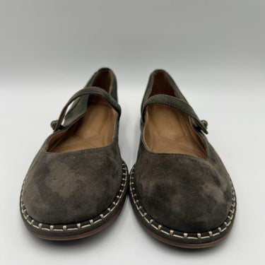 Crown Vintage Famela Mary Jane flats in an olive green suede Size 7M Crown Vintage