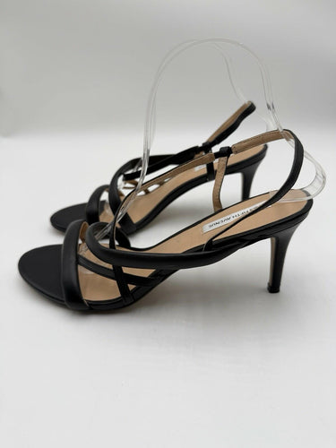 Women’s Saks Fifth Avenue strappy Black leather sandals Heels Size 9M