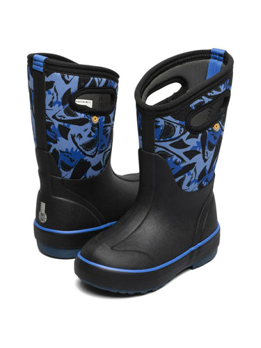 Bogs Classic II-Sharks Toddler/Little Big Kid Rain Boo, Black Multi, 7 US Unisex Bogs