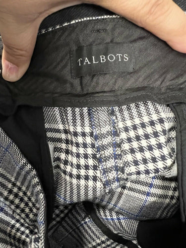Talbots Hampshire Ankle Pants Plaid Gray Blue Check Houndstooth Work 10 Talbots