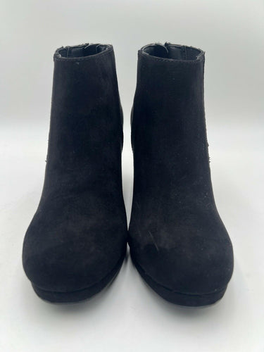 Sugar Juliette Black Micro Wedge Ankle Booties Back Zip Womens 6 Sugar