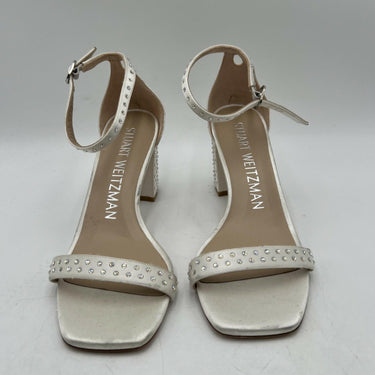 Women’s Stuart Weitzman Nearlynude Satin Embellished Sandal Size 6B Stuart Weitzman