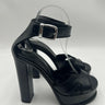 Alexander McQueen Women Black Leather Platform Heel Sandal Shoe Size 39 Alexander McQueen