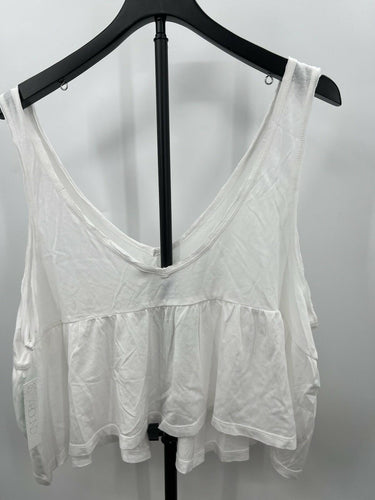 Abound Babydoll Tank Top White Cotton Peplum V-Neck Sleeveless NWT - XL