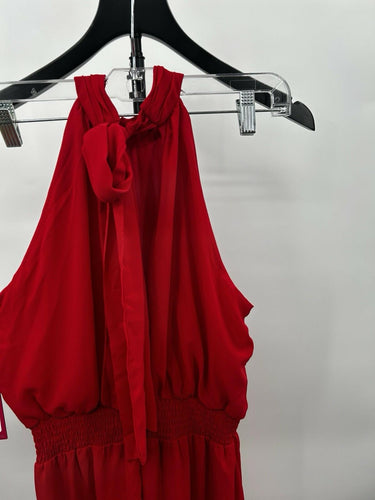 Vince Camuto Women's Halter Tie-Back Wide-Leg Jumpsuit - Ultra Red Size S Vince Camuto