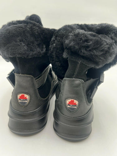 Pajar Canada Black Shearling Buckle Snow Boots Waterproof Size 7.5