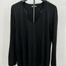 Lilla P V-Neck Long Sleeve Top Shirt Black Pima Cotton Bell Sleeve Size L Lilla P