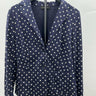 Talbots Blazer Womens Navy Polka Dot Knit Jacket Pockets Button Up Work M Talbots