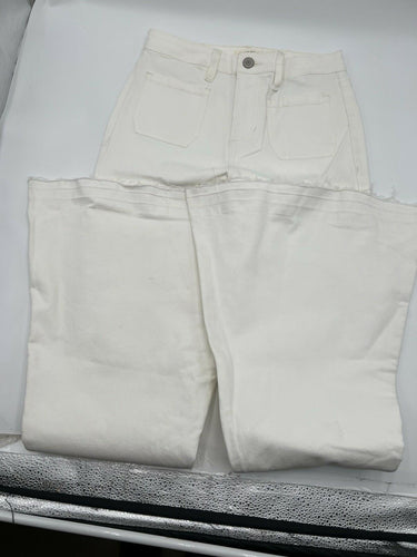 NWD Shyanne White Wide Leg Jeans High Rise Raw Hem Western Boho Flare  27 Shyanne