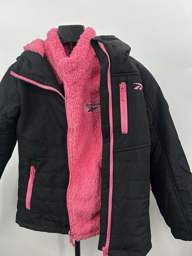 Reebok 3-in-1 system jacket girls Removable Fuzzy Liner Size 7/8 Hooded Reebok