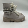 Sugar Kade Ivory Snake Emboss Pearl Chain Combat Boots Womens 7 Sugar