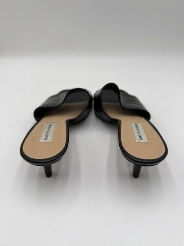 Saks Fifth Avenue black croc-embossed mule sandals Size 7.5M