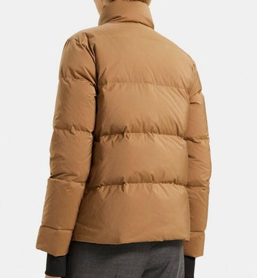 NWT Theory Women’s Stand-Collar Puffer Coat in Golden Beige Size S Theory