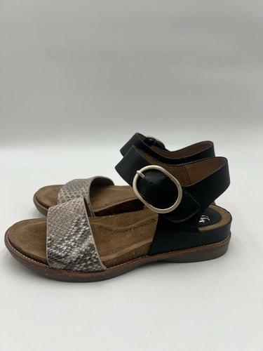 Sofft Black Snake Print Buckle Slingback Sandals Natural Leather Size 7.5