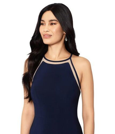 Xscape Halter Dress Navy/Nude 12 Xscape