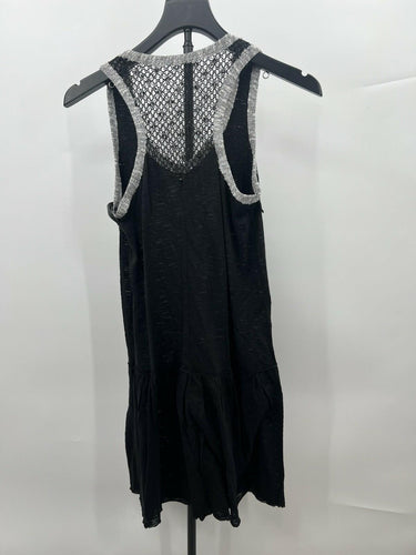 Miss Me Beaded Embellished Tank Top Black Boho Racerback Crochet Lace - Size M Miss Me