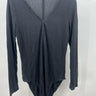 Felina The Sexy Boss Black Ribbed Long Sleeve Bodysuit V Neck Snap Size XL Felina