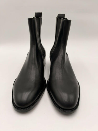 Alexander Wang Black Leather Chelsea Ankle Boots Silver Heel Women's Size 6