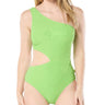 Michael Michael Kors Women's One-Shoulder Side-Cutout Swimsuit - Green Size 4 Michael Kors