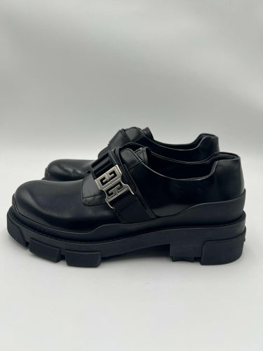 Givenchy Terra derby Black Leather shoes silver-tone 4G logo Size 43