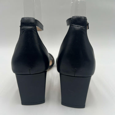Women’s Naturalizer Iriss Black Leather Block Ankle Strap Heels Size 6.5M Naturalizer