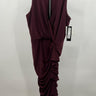 Betsy & Adam Burgundy Faux Wrap Maxi Dress V Neck Ruffle Wedding Guest NWT 8 Betsy & Adam
