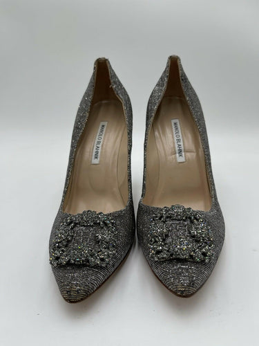 Women’s Manolo Blahnik Embellished Hangisi Glitter 105mm Pumps Size 39.5 Manolo Blahnik