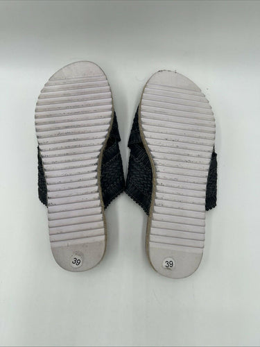 Los Cabos TINNY Black Synthetic Woven Open Toe Crisscross Slide Sandals, Size 39 Los Cabos