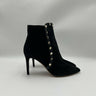 Valentino Garavani Rockstud black suede point toe side zip up ankle boot Size 35 Valentino