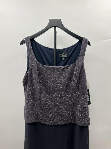 Alex Evenings Smoke Silver Popover  Dress Long Formal Mother Bride 18 Only Dress Alex Evenings
