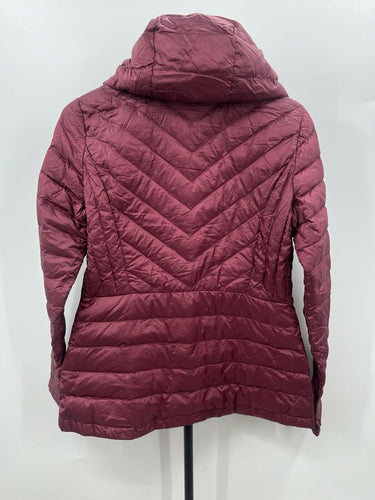 32 Degrees Heat Jacket Womens Burgundy Chevron Hooded Packable Puffer Coat S 32 Degrees