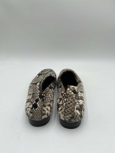 Tory Burch Women's Kira Snake Embossed Stretch Travel Loafer Black/White Sz 8.5M