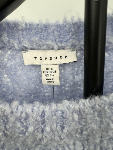 Topshop Periwinkle Boucle Fuzzy Knit Oversized Crewneck Sweater - US 4-6 S