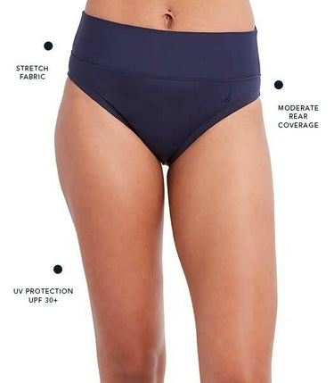 Nautica Womens Core Bikini Bottoms, Deep Sea Size L