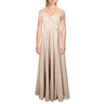 Xscape Off-The-Shoulder Long Glitter Dress Blush/Silver 2 Xscape