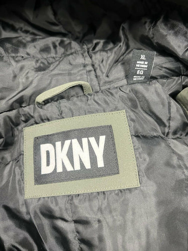 DKNY Hooded Utility Jacket Mens Olive Green Chest Pockets Mens Size XL