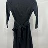 Unique Vintage Dress Womens Black Fit & Flare 3/4 Sleeve Wrap Tie Waist NWT S Unique Vintage