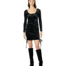 Madden Girl Long Sleeve Emma Dress with Ruching Black LG Madden Girl