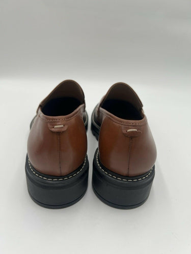 BERNARDO Womens Loafers Brown Leather Chunky Lug Sole Penny Size 8M