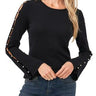 CeCe Beaded Cut-Out Sweater Black Size XS Cece