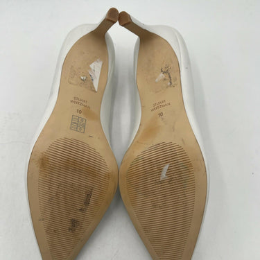 Women’s  Stuart Weitzman Stuart Power Pump 85 in white leather Size 10 Stuart Weitzman