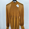 Proenza mustard Schouler Woman top High Neck Ribbed Knit Pleated Sleeves Size 6 Proenza Schouler