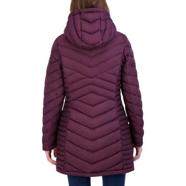 HFX Women’s Mid-Weight Puffer Jacket Coat, Faux Fur Hood, Bordeaux, Size XL