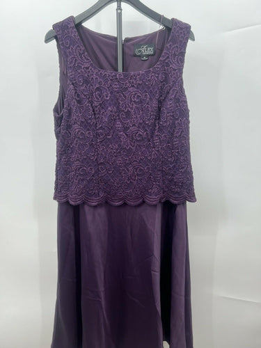 Alex Evenings Dress Womens 18 Eggplant Lace Jacket 2 Piece Formal NWTs - Size 18