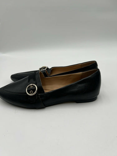 Trotters Signature Black Leather Loafers Buckle Size 10