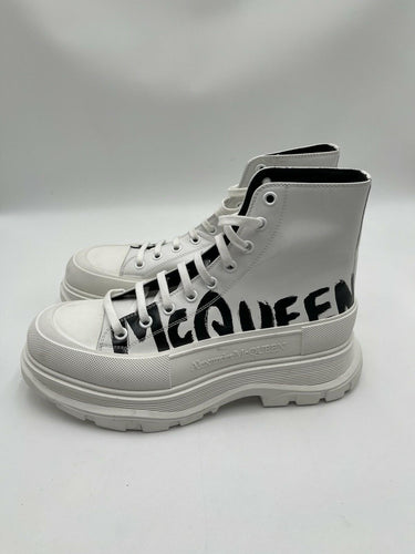 Alexander McQueen Tread Slick Boot in Optic White graffiti logo print Size 44 Alexander McQueen