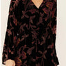 NWD Wild Moss Women's Floral Burnout Long Sleeve Velvet Romper Black Size S Wild Moss
