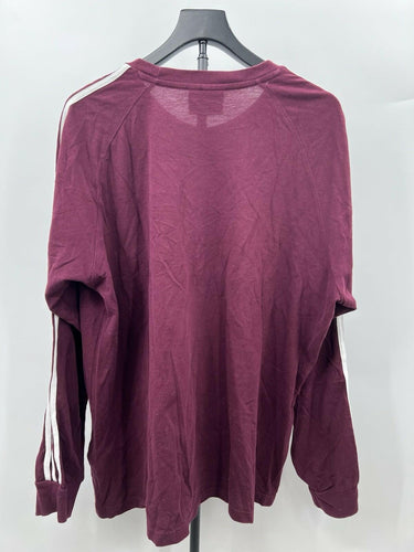 Adidas Originals Shirt Mens Burgundy 3 Stripe Long Sleeve Trefoil Logo 2XL adidas
