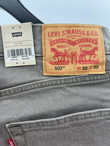 Levi's 502 Taper Jeans Greige Gray Stretch Regular Tapered Fit NWTs - Size 32x32