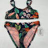 Hobie Girls 2 Piece Bikini Set Navy Tropical Floral  14 Hobie